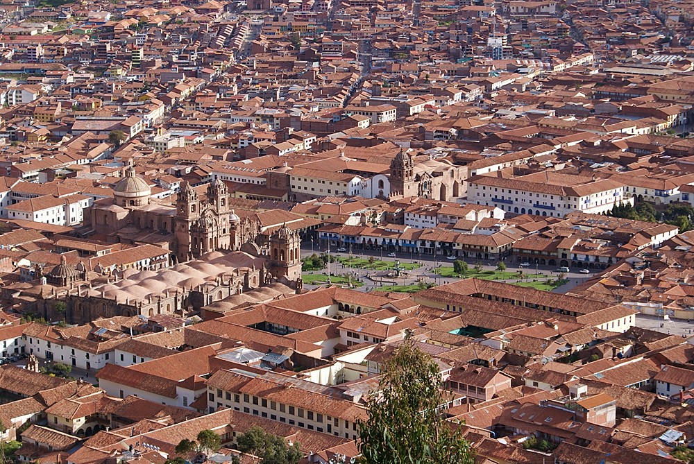 Christus-Statue Cusco Ausblick auf Plaza de Armas