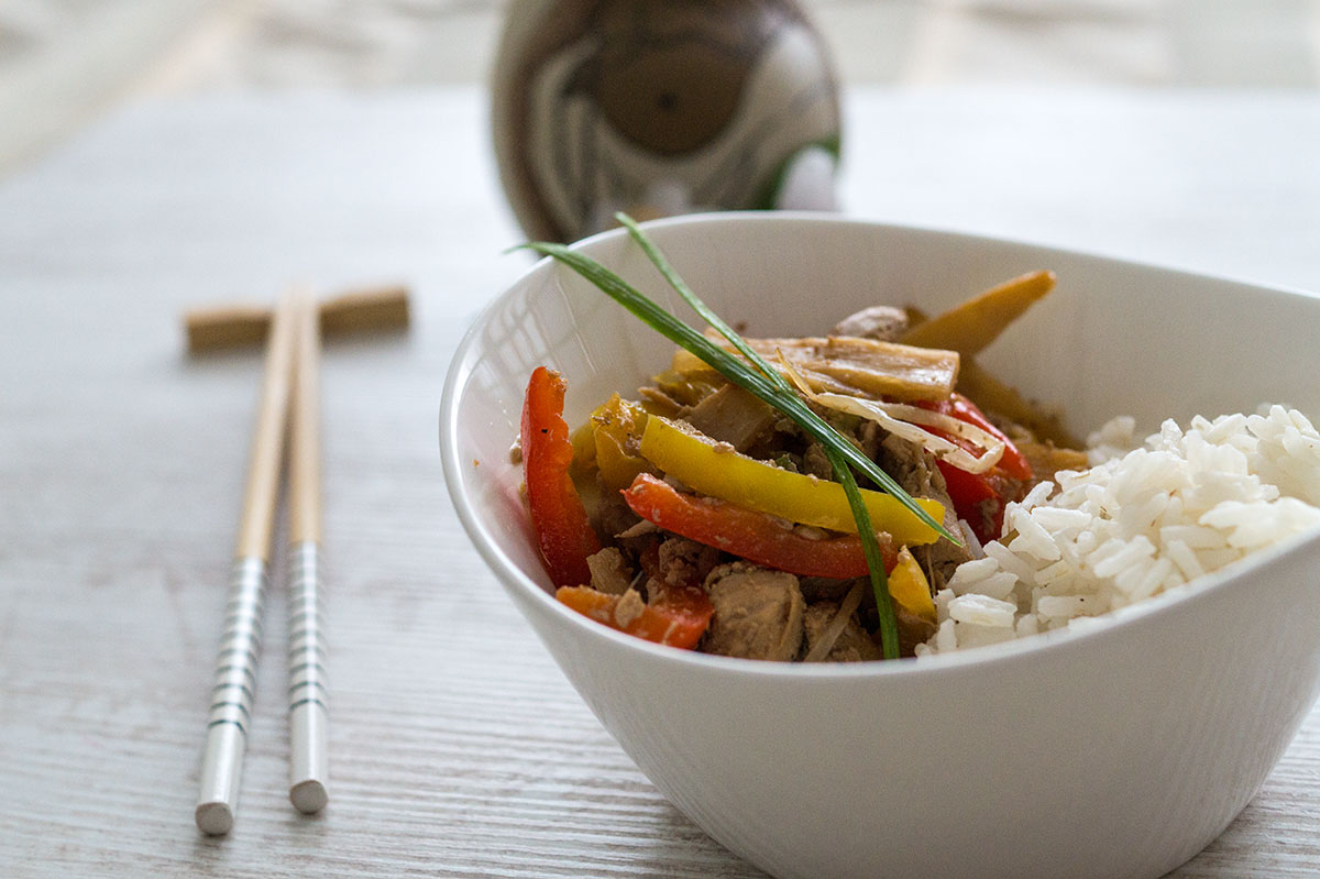 chinesisch kochen Vorbereitung Putenfleisch Ingwer