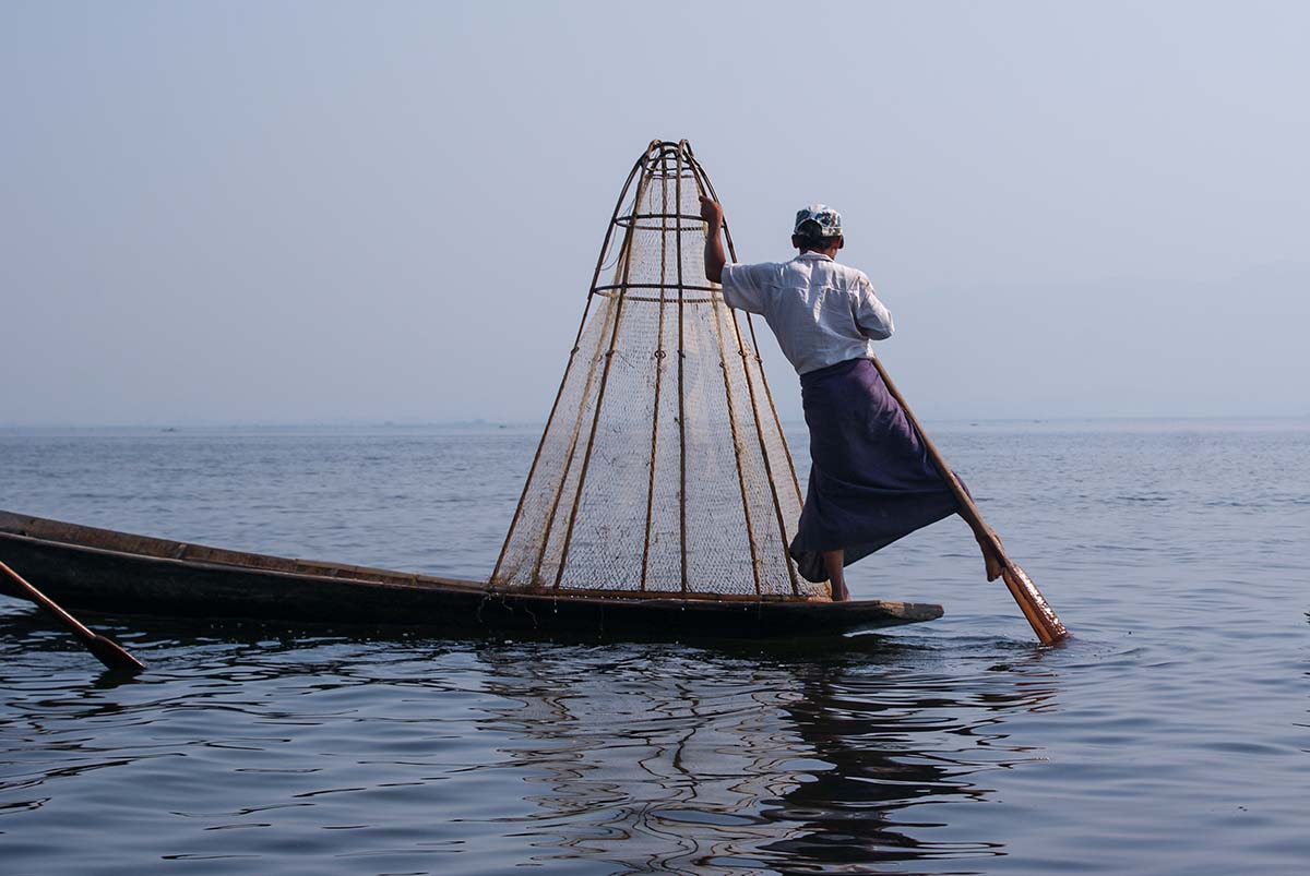 Myanmar Inle See Einbeinruderer