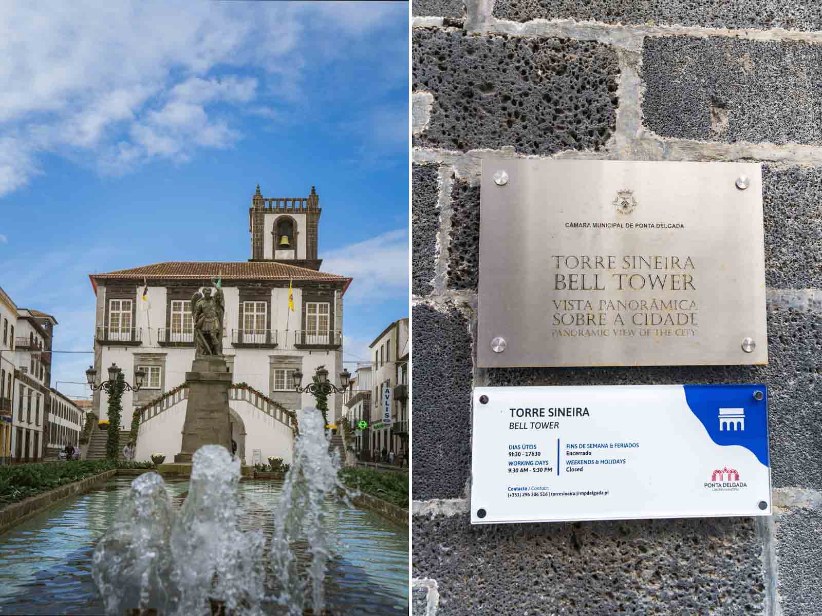 Glockenturm am Rathaus von Ponta Delgada